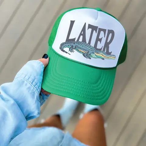 Later Gator Green & White Trucker Hat