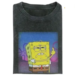 SpOngEBob Vintage Graphic Tee, SpOngEBob Middle Finger T-Shirt, Movies Tee, Unisex Meme Cringe Funny Dumb Shirt, Gift for Men, Gift for Women, Crew Neck T-shirt, Trending T-shirt