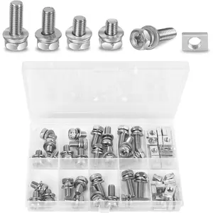 56 Pack Motorcycle Battery Terminal Nuts and Bolt Kit M6 x 10 mm 12 mm 16 mm 20 mm Bolt Square Nut Kit Stainless Steel Motorcycle Battery Screw and Nut - Perfect for ATV Bike Scooter