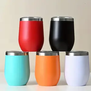 LMMAKE 12Oz Insulated Wine Tumbler With Lid Double Wall Vacuum Stainless Steel Stemless Cup For Champaign Beer Keeps Drinks Cold 6 Hours Hot 3 Hours BPA Free Straw Friendly Lid