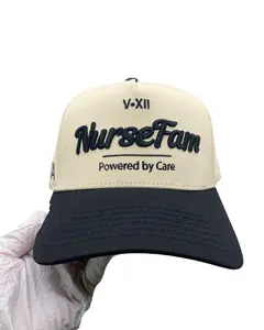 NurseFam Baseball Cap - Cream/Black, Premium Cotton, Adjustable Snapback, Embroidered Logo, Perfect Gift for Nurses and Nursing Students