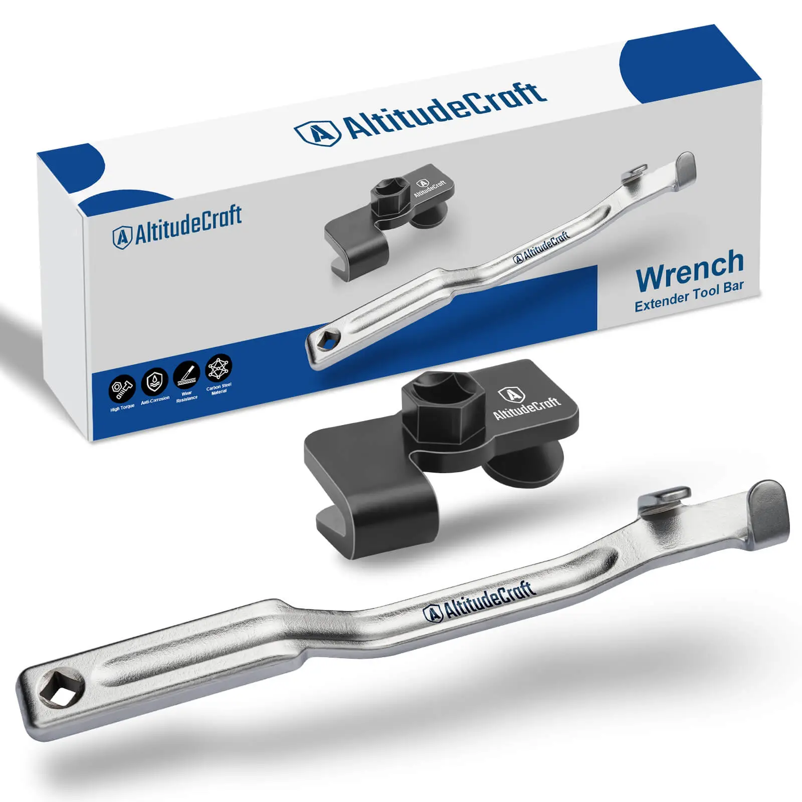 AltitudeCraft Wrench Extension Tool Bar - Professional Torque Multiplier Set with 13.5" Lever Bar & 1/2" Drive Adaptor, High-Strength Forged Steel, Safely Loosen Stubborn Nuts in Auto Repair