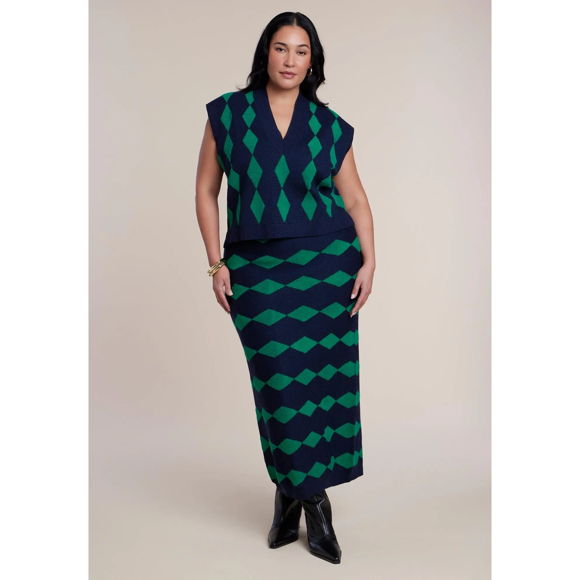 ELOQUII Women's Plus Size Intarsia Sweater Maxi Skirt