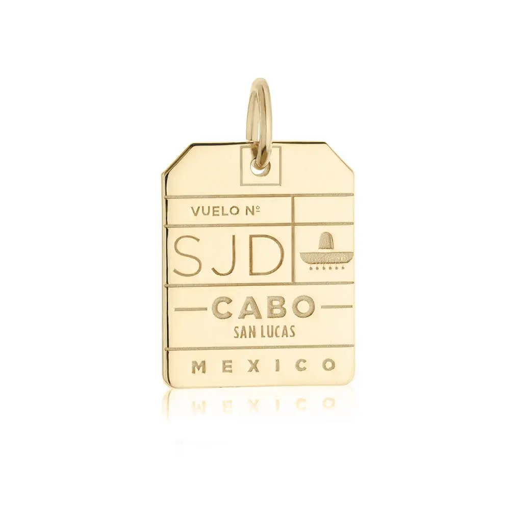 Los Cabos Mexico SJD Luggage Tag Charm Gold