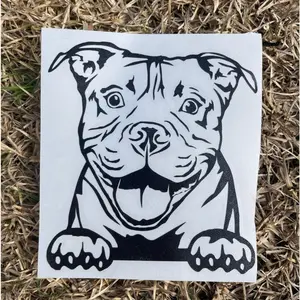 Pitbull Vinyl Decal - Floral Dog Car Decal