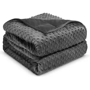 Weighted Blanket 15lbs for Adults, Ultra Soft Minky Dot Heavy Blankets for Sleep, Breathable Washable Throw Blanket with Glass Beads, 48"x72"  Size, Grey