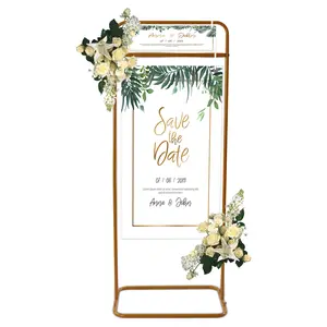CNCEST Gold Large 4.9 Feet Tall Welcome Sign Frame Seating Chart Guest List Directory Geometric Stand for Wedding Floral Ceremony Decorations Reception Elegant Iron Plant Stand DIY Creativity Space-Saving