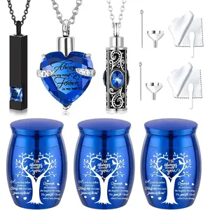 6 Pieces Tree of Life Cremation Urn Set for Ashes Sharing Urns for Human Waterproof Cremation Jewelry Urn Necklaces for Ashes for Women Men