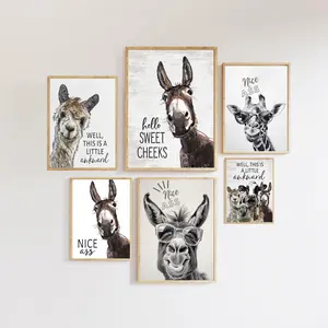 Funny Bathroom Print Poster, Donkey Wall Art Nice Ass Bathroom Decor, Guest Toilet Poster, Funny Animal Llama Donkey Art, Nice Ass Giraffe