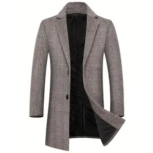 Men's Mid-Length Plaid Check Trench Coat 2026 Trendy Warm Lined Slim Fit Elegant Formal Business Casual Winter Stylish Outerwear Double-Breasted Three-Piece Suit Set Wedding suit Pinstripe Retro Tweed men corsets Tailored