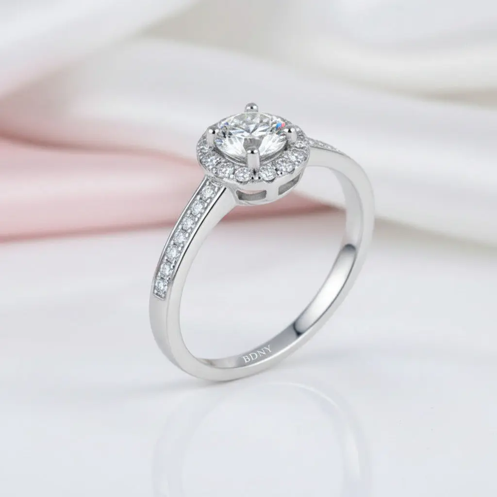 0.5Ct VVS1 Diamond Option Halo Engagement Ring
