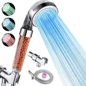Filtered LED Shower  with Handheld, Color Changing, High  Shower  with Filter, Water Saving  Handheld Showerheads with Hose and Base for Dry  & Hair