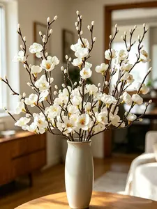 BEGINS 12Pcs Artificial Plum Blossom Branches – Silk Stems Flowers, Long Fake Floral Stems for Table Centerpieces, Wedding, Office, Garden Decor
