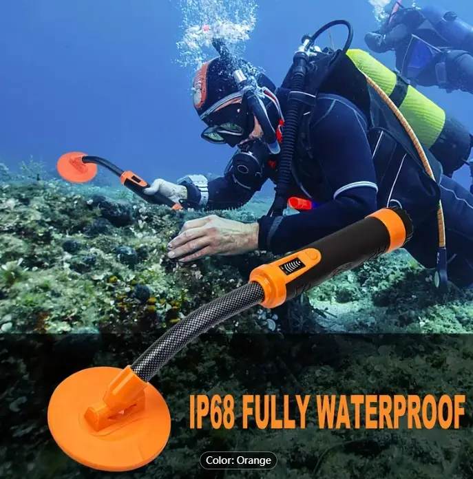 1pc Metal Detector Disk 1377.95inch/115Feet Fully Waterproof Underwater Pinpointer High Sensitive Portable Handheld Pulse Induction Gold Detectors Targeting With Vibration LCD Display