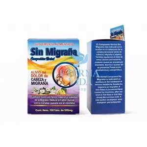 Sin Migrana Herbal Compound 100 Tabs 500mg for Headache Relief and Migraine Alleviation