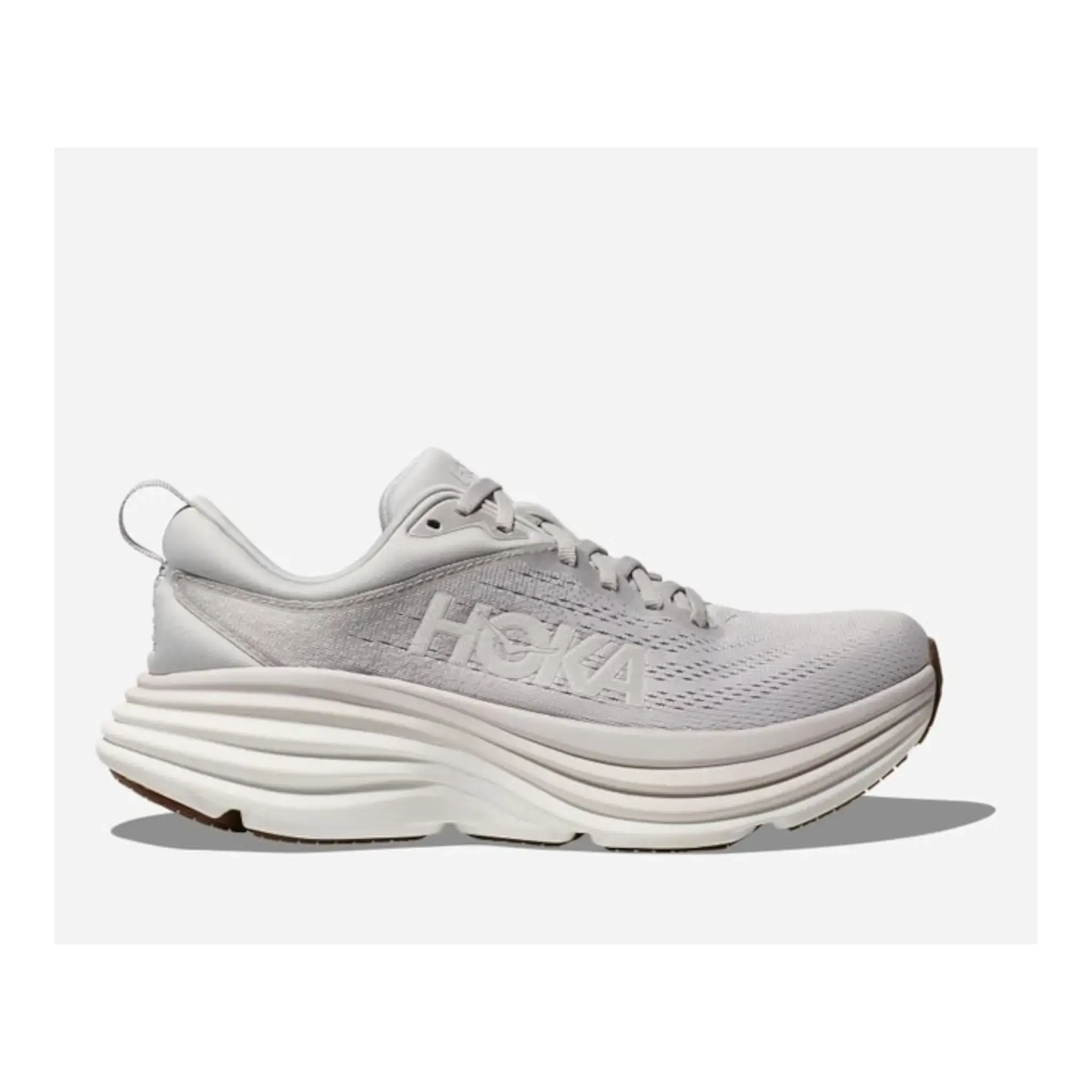 Hoka Bondi 8 Running Shoe in Lunar Rock/Nimbus Cloud Mesh | Women's