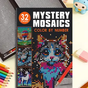 Digital coloring mosaic picture book, children's puzzle decompression hand-drawn manuscript, creative painting book to improve concentration, Coloring Books