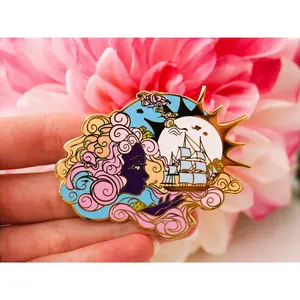 Gold Ocean of Sky Wind Goddess Hard Enamel Pin - Day Version
