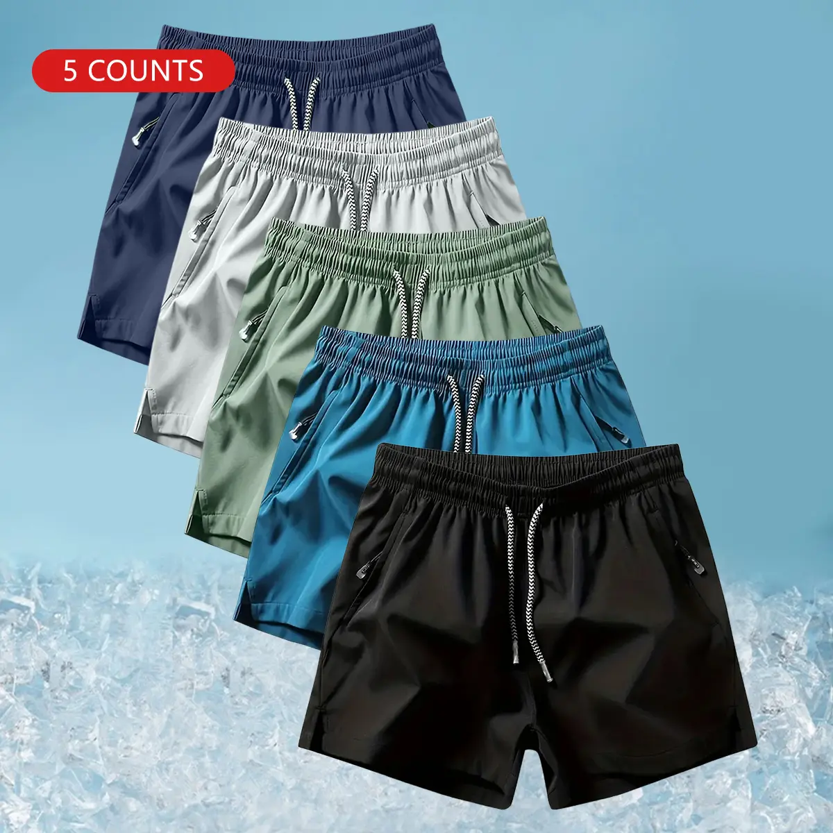 Men’s casual, loose-fitting, quick-dry athletic shorts with an elastic waistband and drawstrings. Lightweight, athletic, running shorts with pockets for men.