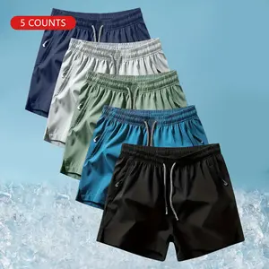 Men’s casual, loose-fitting, quick-dry athletic shorts with an elastic waistband and drawstrings. Lightweight, athletic, running shorts with pockets for men.