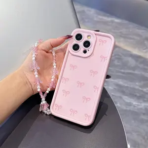Two-Piece Set Butterfly Phone Strap and TPU Shockproof Case, Compatible with iPhone 6-16 Pro Max, High Bamboo Material, Non-Sensitive Goods, Accessories
