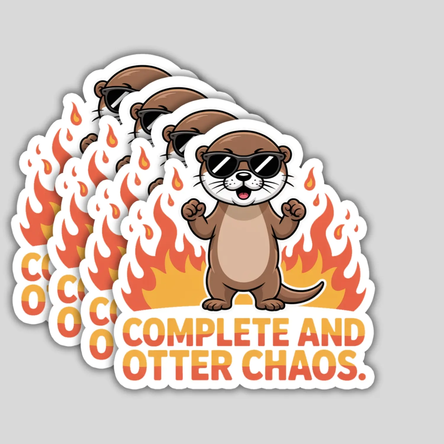 4 Pack Funny Otter Meme Stickers: Waterproof Vinyl Decals