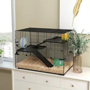 Three tier large clip on detachable hamster cage with glass basin perfect for apartment home use and effortless daily pet cleaning