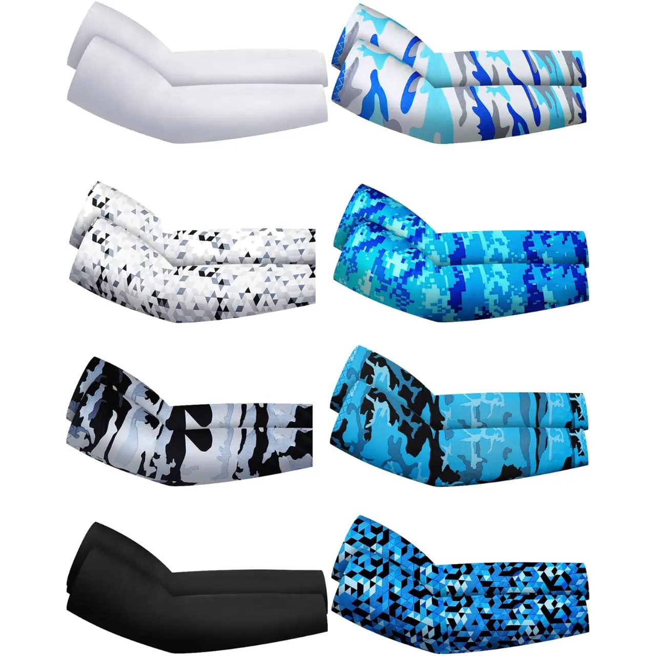 8 Pairs UV Cooling Sun Protection Sleeves to Cover Arms Ice Silk Arm Sleeves for Men and Women protection sport compression ice silk arm sleeve