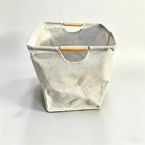 Foldable Cotton Linen Laundry Basket, Large Capacity Handheld Storage Basket, Bathroom Dirty Clothes Hamper for Home Toy Storage longaberger stair step basket