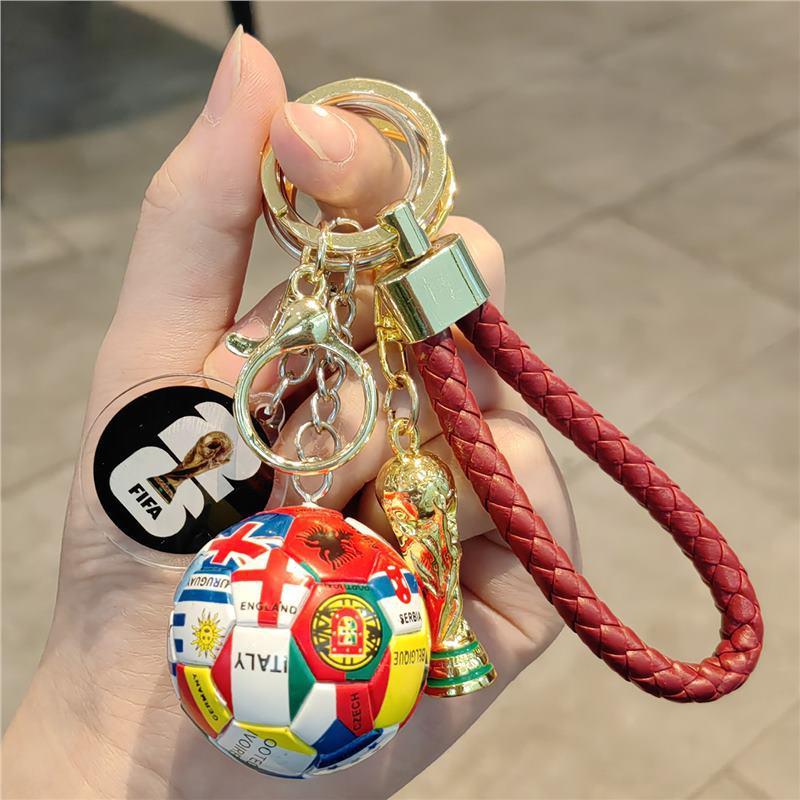 2026 USA-Canada-Mexico World Cup Keychain Set: World Cup Trophy & Official Match Ball Design, Premium Sports Fan Accessories