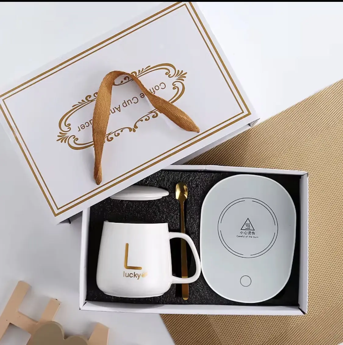 Smart Eletric USB Office 55C Home Gift Set Ceramic Coffee Mug Warmer Cup Heater Mug