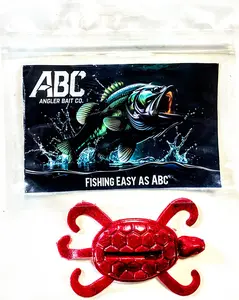 Angler Bait Co. Turtle Creature Baits – 5 Pack – Red Flake – Bass Soft Plastics
