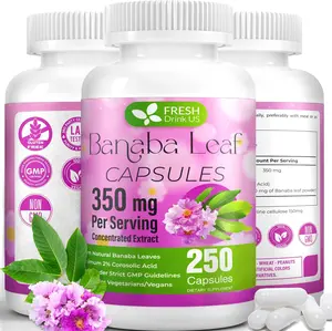 250 Banaba Capsules| High Potency Standardized| 100% From Natural Banaba Leaves Extract| 350mg per Capsule| 350mg per Serving| 250 Days Supply| Vegan Capsules| Non-GMO, Gluten-Free