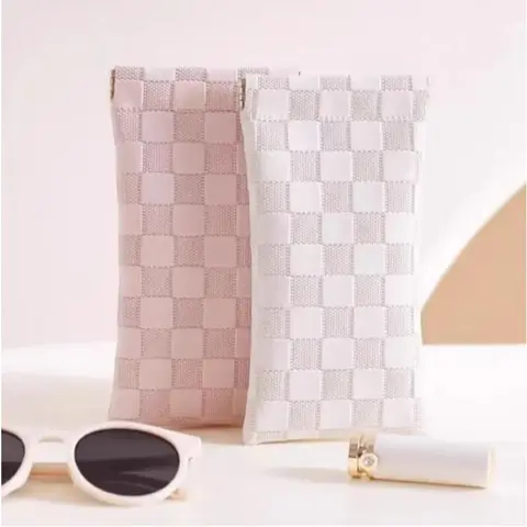 Men's 2-Pack Stylish Eyewear Cases - Textured PU Leather Portable Bag with Self-Closing Squeeze Top, Universal Fit, 2-Pair Storage, Impact Protection, Ideal for Commute & Outdoor Activities