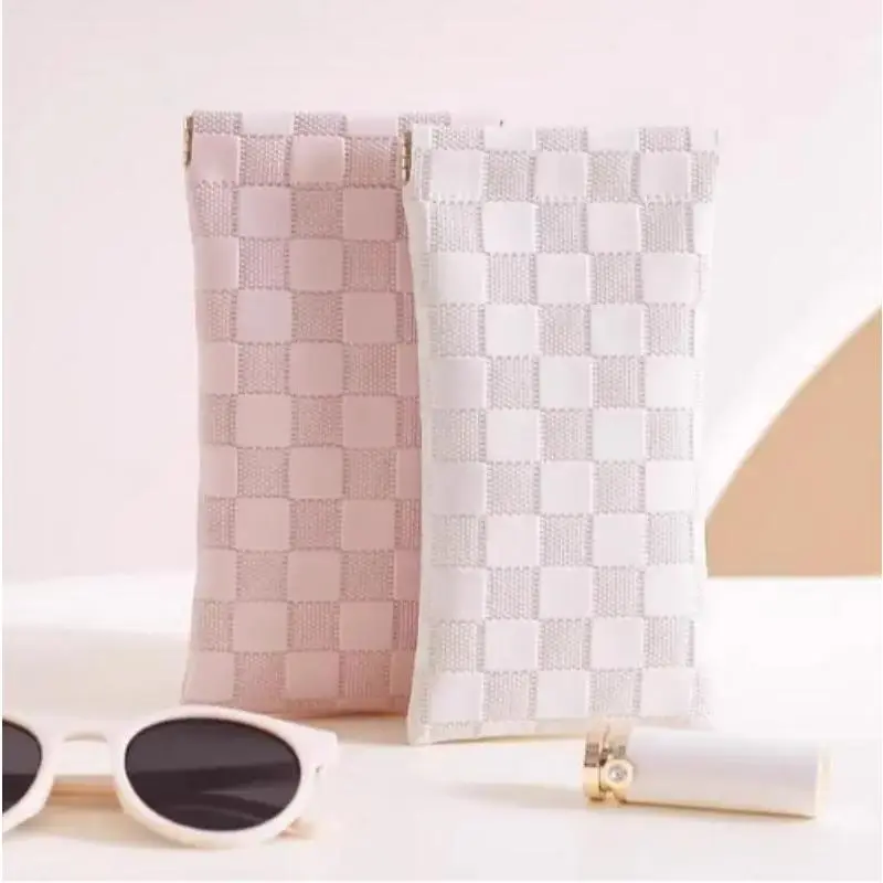 2-Pack Textured PU Leather Sunglasses Pouches, Unisex Self-Closing & Portable Eyewear Storage with Universal Fit for Travel, Portable Sunglasses Organizer