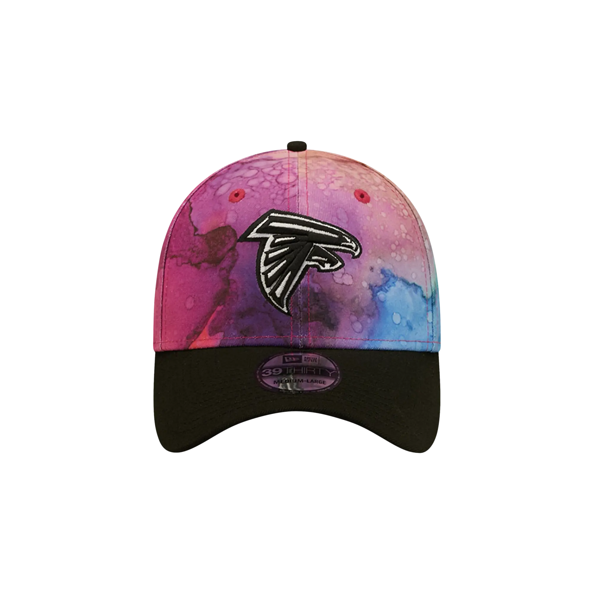 39THIRTY Atlanta Falcons Crucial Catch Flex Fit Hat "Multicolor Watercolor Design Crown / Black Visor" NE840