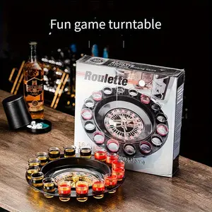 Russian Roulette Drinking Game Set, Includes 2 Balls and 16 Cups, Fun Toy for Ktv Bars Nightclubs, Party Table Game, Rotating Fun Alcohol Game