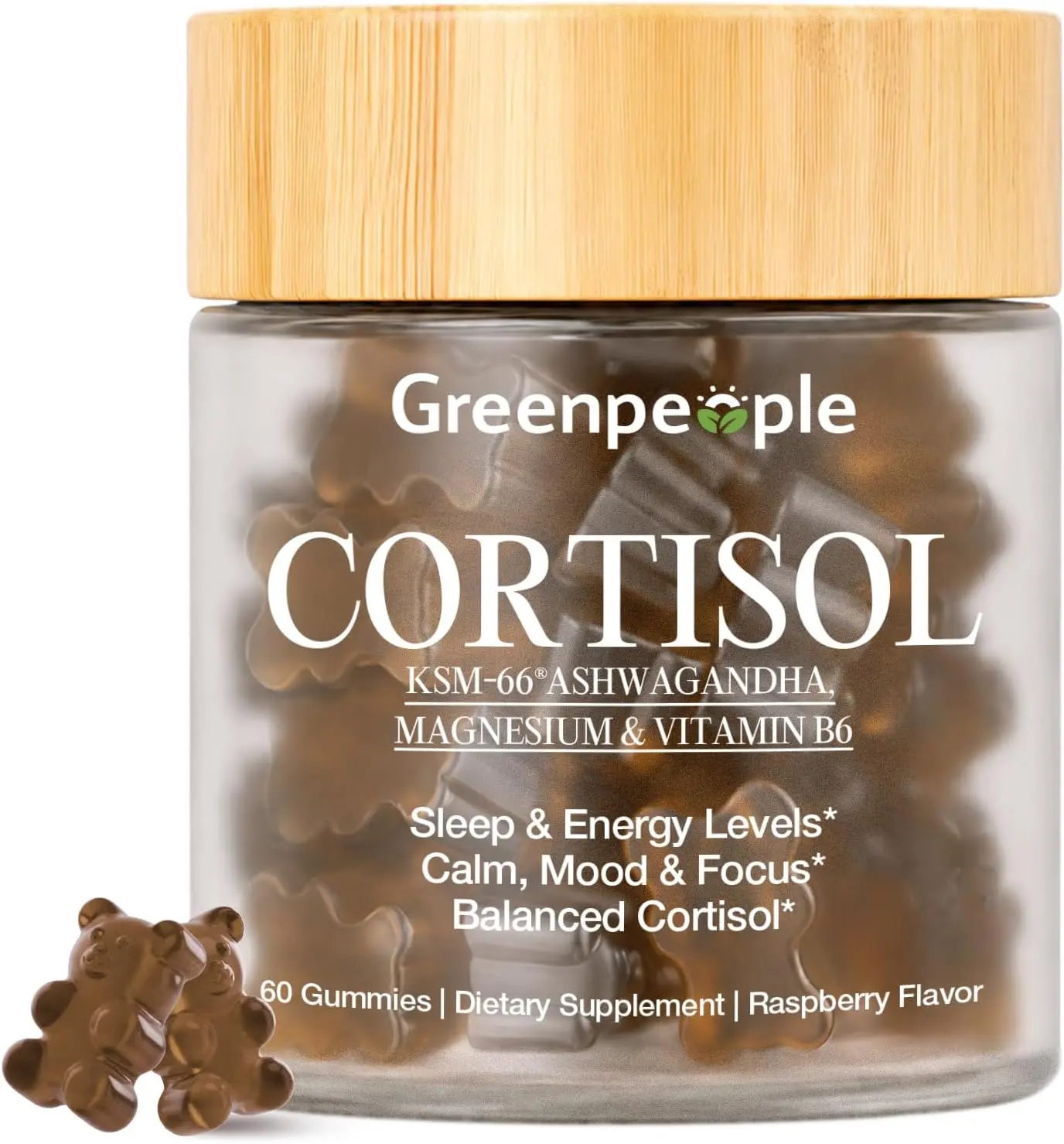 Cortisol Reducer Supplements for Women & Men | Cortisol Manager Detox w/KSM-66 Ashwagandha/Magnesium/GABA for Sleep/Stress Relief/Mood 60 CT Raspberry Flavor Gummies