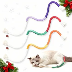 Cat Toys Kitten Chew Toy Rope 3-Piece Set Safe Teeth Cleaning Indoor Cat Interactive Toys for Teething Fun Healthy Exercise Organic Cotton Silent Play organic catnip