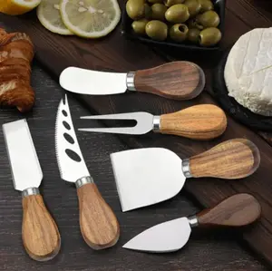 6-Piece Cheese Knife Set with Wooden Handles – Cheese Spreaders, Forks & Cutters for Charcuterie Boards, Wine Nights, and Entertaining