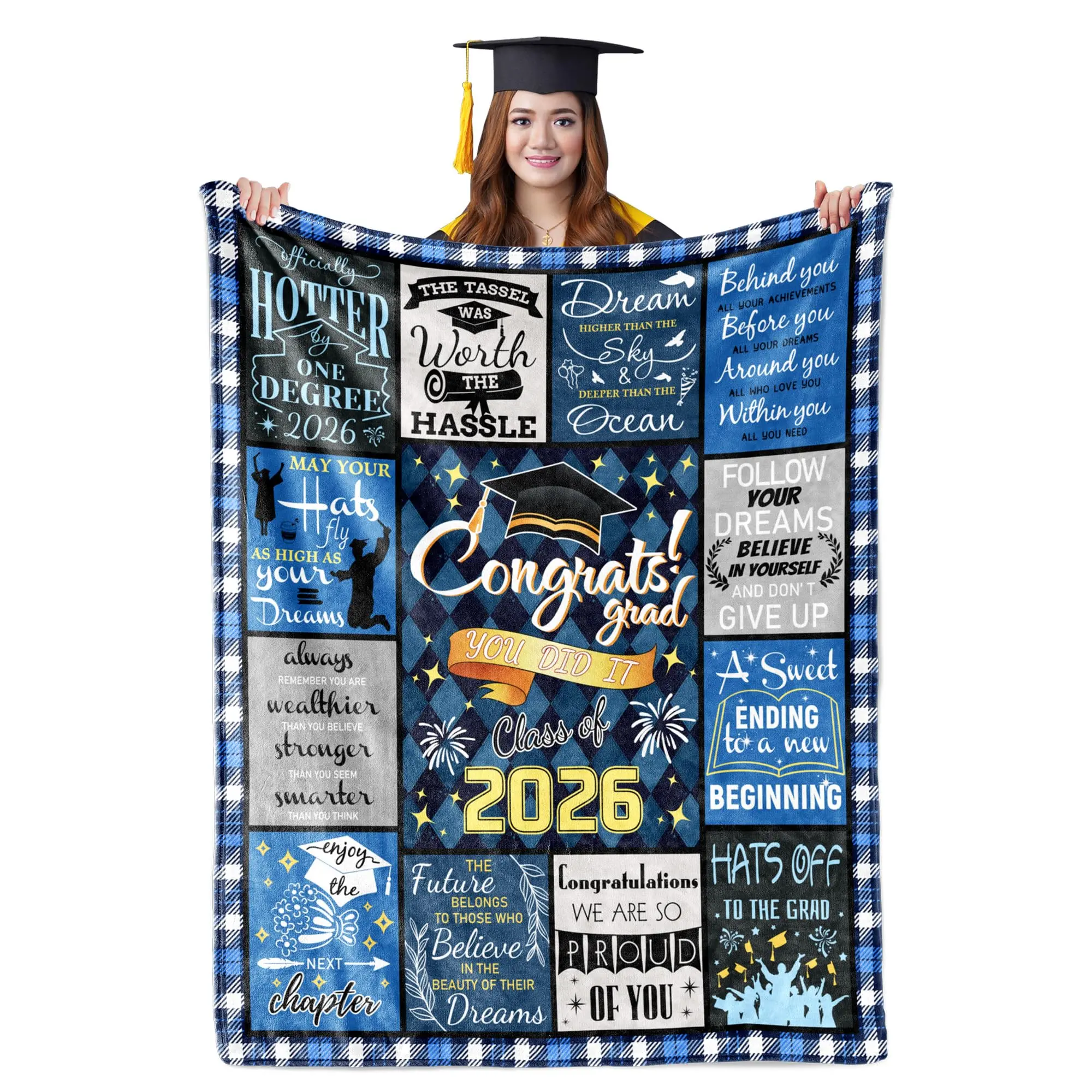 BARLEY ONE 2026 Graduation Gifts for Her, Graduation Gifts Blanket, Class of 2026 Graduation Gift for Girls/Women, Bachelors/Masters Degree/PHD Graduation Gifts for Daughter/Best Friends/Students, Unique Meaningful Memory Gift,Mother's Day Gift