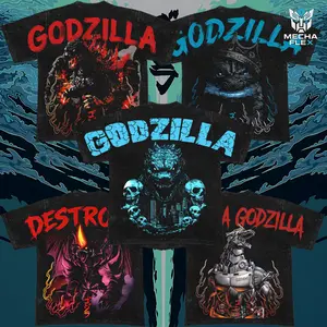 God Of The World Godzilla- Monster Monsterverse Kaiju Retro Unisex Vintage Unisex Double Printed Heavyweight Cotton Oversized Shirt Wash Tee, Workout Clothes, Clothes for Daily Wear