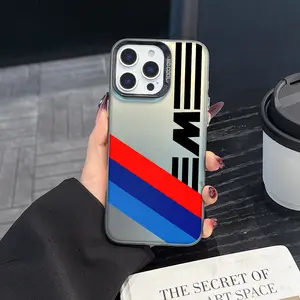 1 piece of BMW M series logo phone case, fashionable, creative, trendy and Aesthetic iPhone phone case, gradient color silver phone case, suitable for iPhone 17 Pro Max, compatible with iPhone 7-17 series/Pro/Pro Max/Plus/Air/E/Mini/X/XS/XR, Cover
