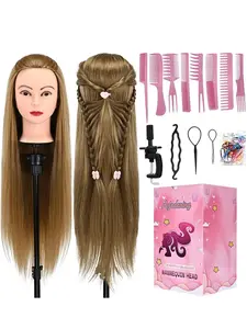 Training Head 28-Inch Synthetic Fiber Mannequin Head, DIY Braiding & Hairdressing Practice Tool, Unisex Adult Hairdresser Training Aid, Braid Styles, Hairdressing Tools