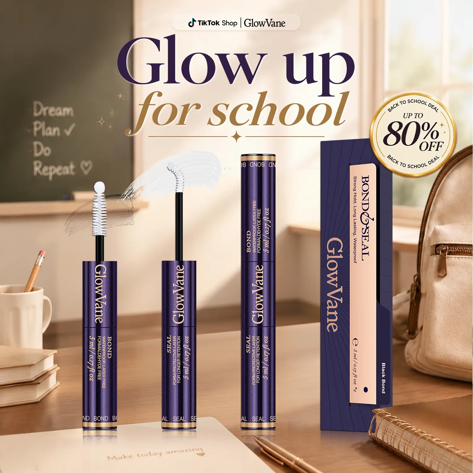 GlowVane Lash Bond & Seal Strong Hold, No Clumps | Waterproof & Long-Lasting for DIY Lash Extensions,back to school