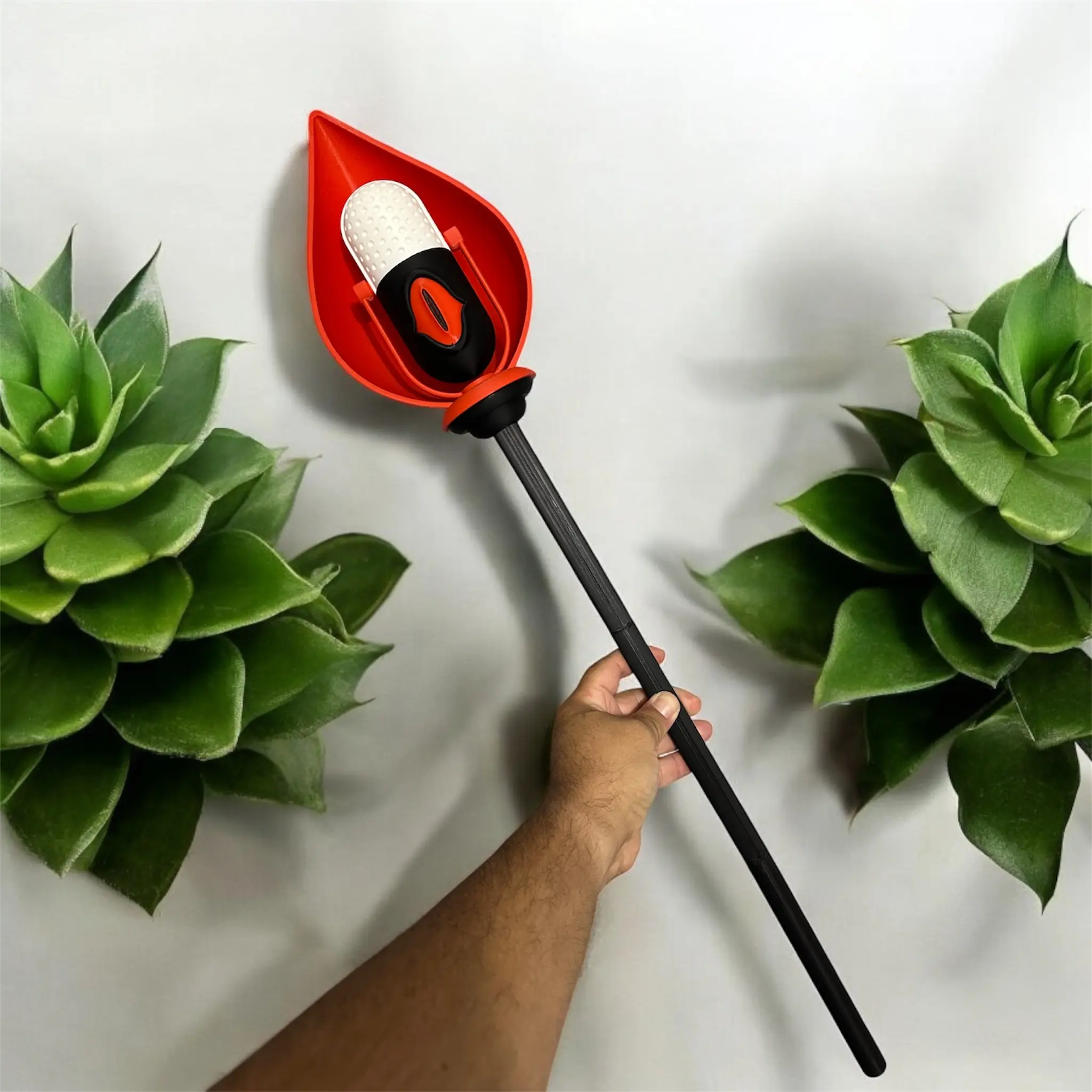 Unisex Fashion 3D Printed Alastor Demon Theme Radio Staff Microphone, Vibrant Full-Color Cosplay Prop, 3ft High-Quality Party Accessory for Smartphone Audio, Ideal for Masks & Photos