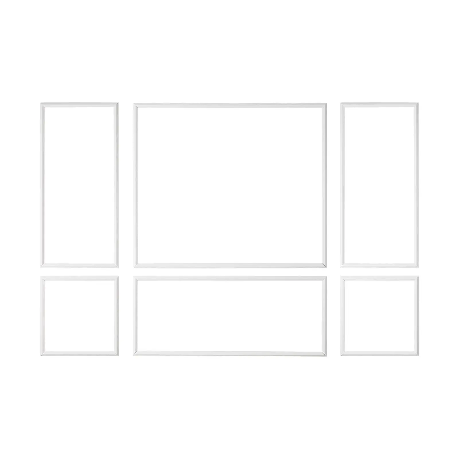 VEVOR 3-Set Rectangular Polystyrene Wide Profile Wall Molding Wainscoting Panels Kit Set, White Paintable Contemporary Accent Trim, Easy-Install Renters DIY for Bedroom - 23x56.3 in, 23x23 in