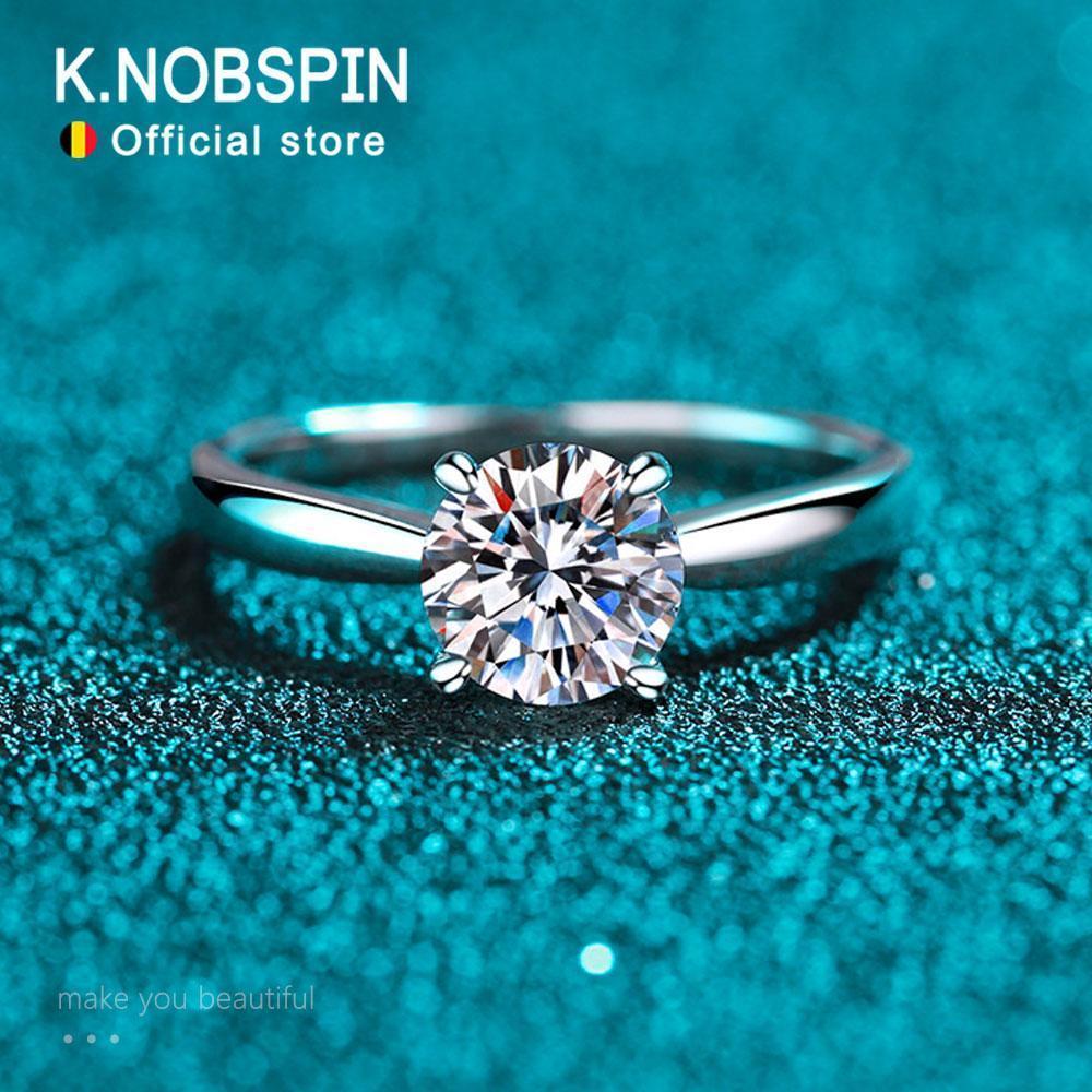 KNOBSPIN D VVS1 Moissanite Rings for Women Man 4 Prong Solitiare Engagement Wedding Diamond Ring with GRA Certified s925 Sliver KNOBSPIN D VVS1 Moissanite Rings for Women Man 4 Prong Solitiare Engagement Wedding Diamond Ring with GRA Certified s925 Sliver