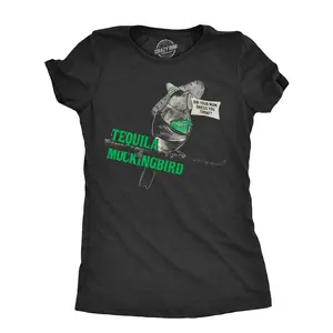 Womens Tequila Mockingbird T Shirt Funny Liquor Drinking Novel Parody Joke Tee for Ladies Funny Womens T Shirts Cute Vintage Fashion Casual Ladies T-Shirt Gift Sarcastic Tops for Women Funny Drinking Top Black -