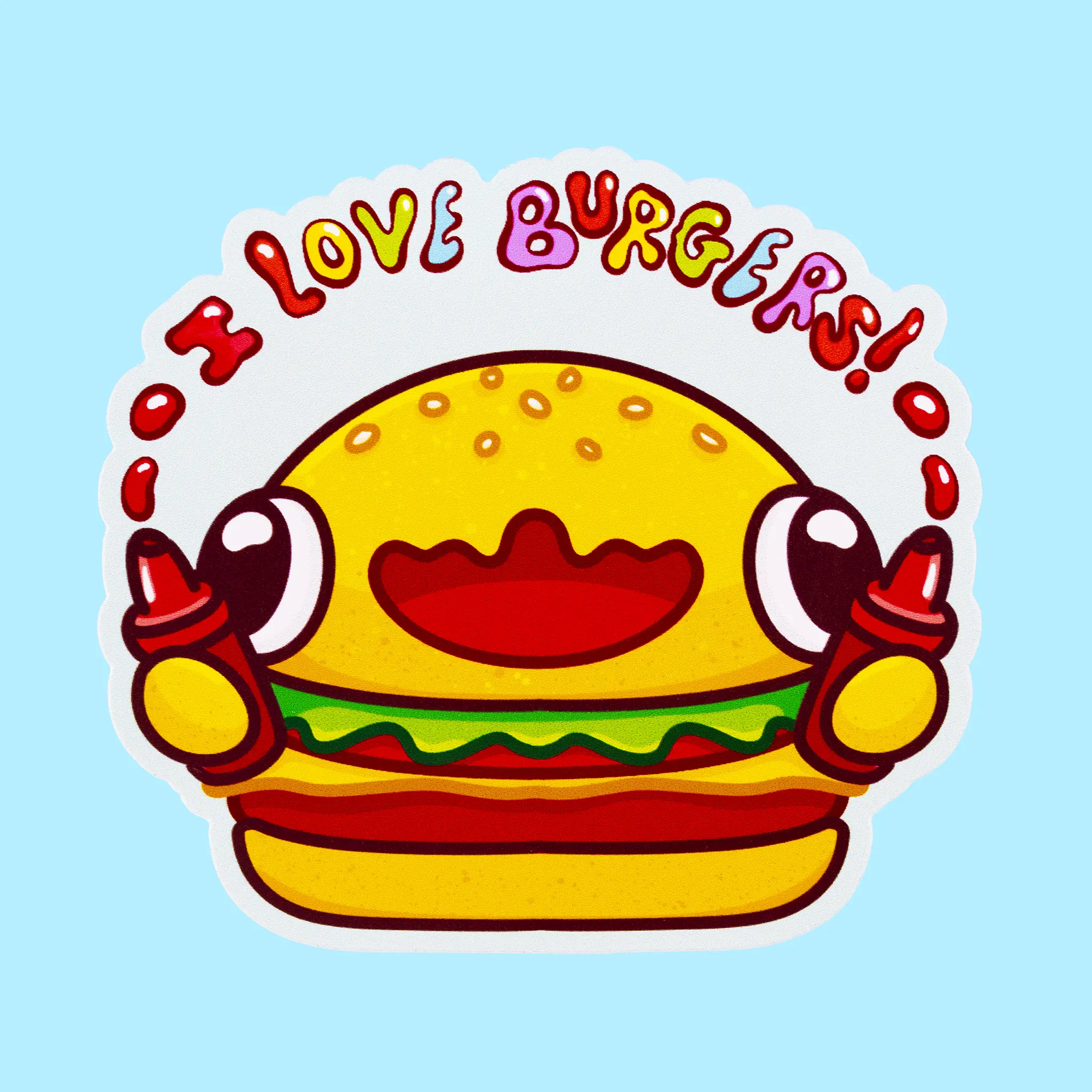 Burger Sticker Cute Food Kawaii Art Anime Glossy Vinyl Waterproof Colorful Gift Decoration